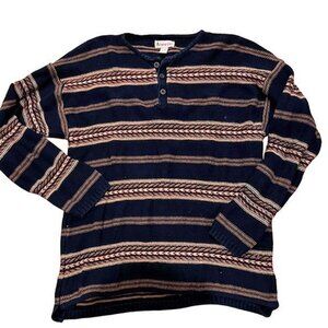 Aeropostale Vintage Mens Fair Isle striped Sweater, 100% cotton, L